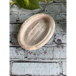 Handmade Soap Dish Cement Soap Holder Oval Bathroom Kitchen Marbled White